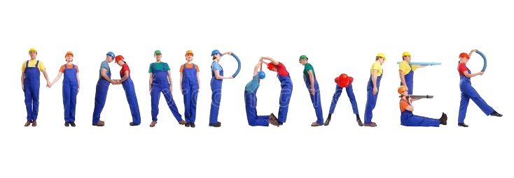 MANPOWER spelled out by workers